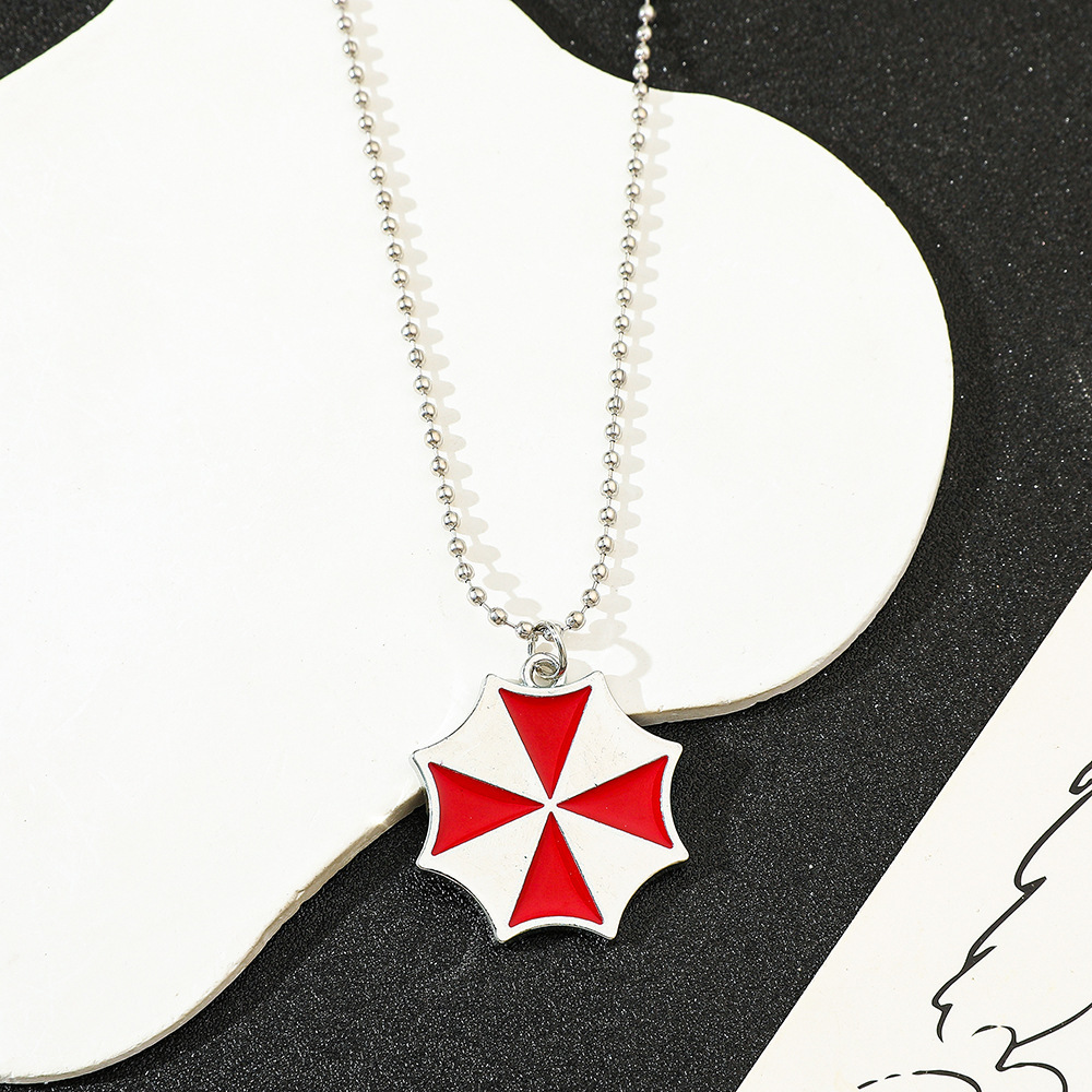 Vintage Fashion Necklace - 빈티지 패션 레드 우산 펜던트 목걸이