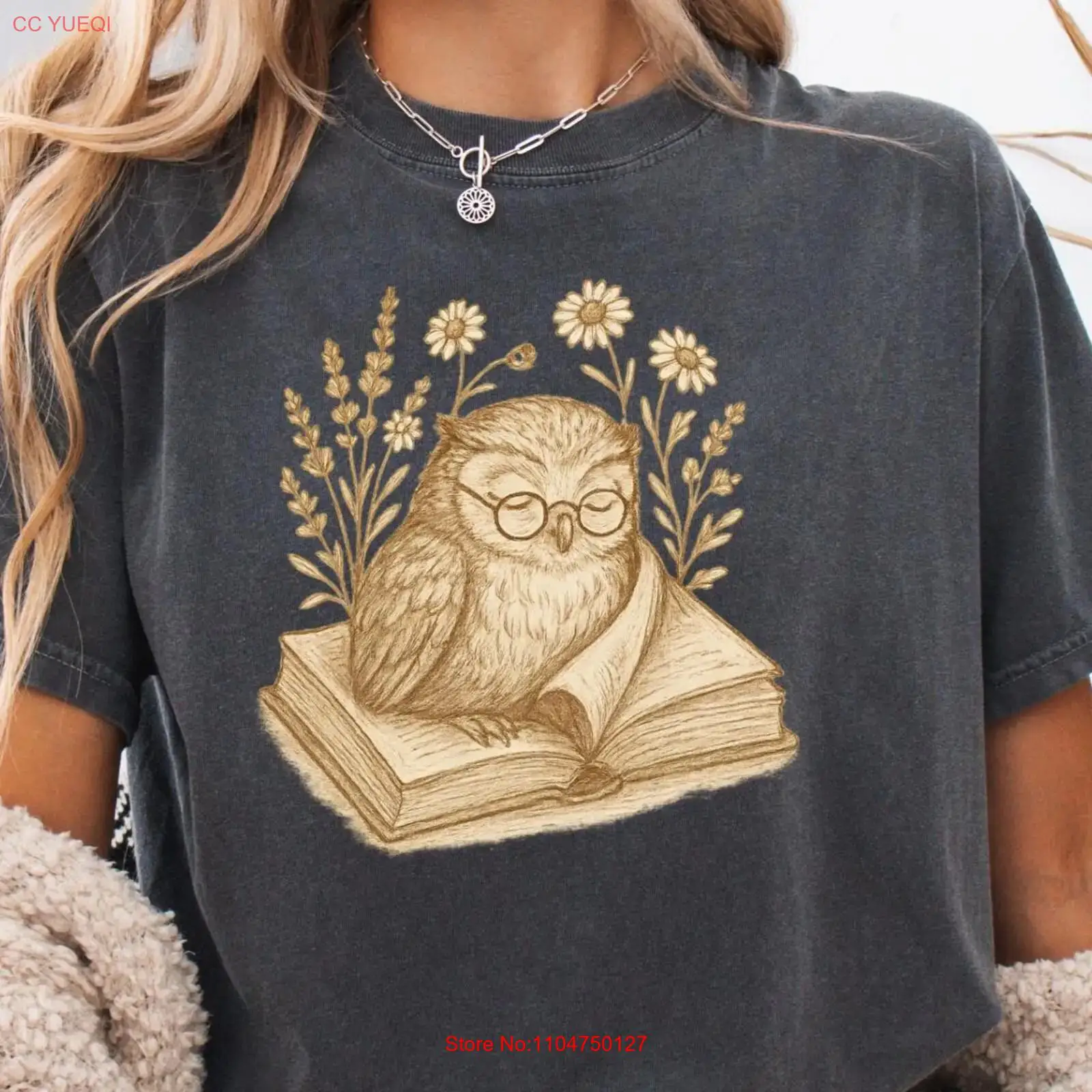 Vintage Fashion Books - 책 애호가 티셔츠 도서관사 올빼미 책벌레