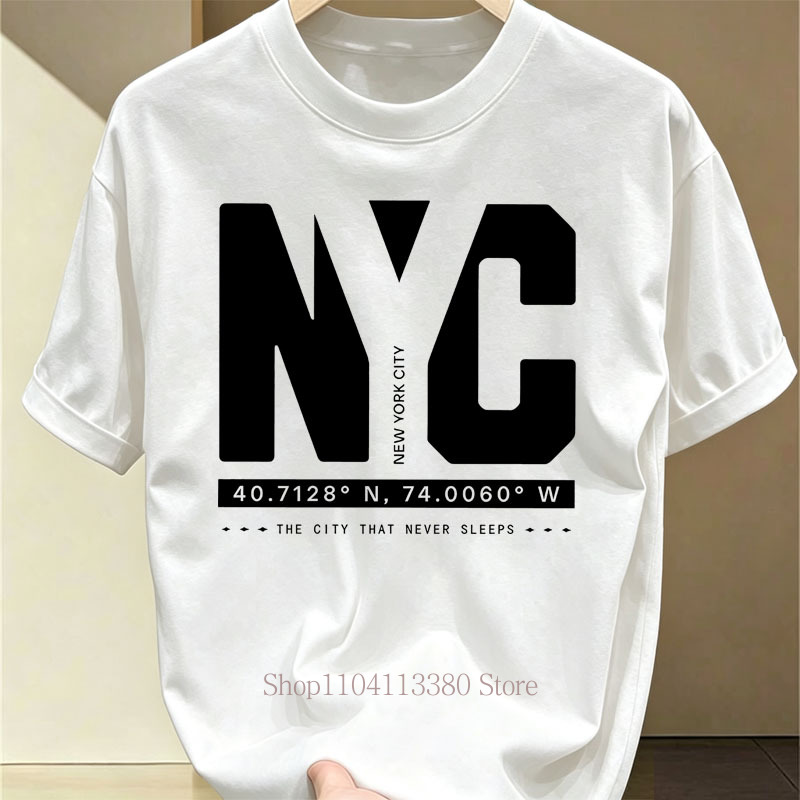 Nyc 그래픽 프린트 티셔츠 남성용 여름 캐주얼 패션  - Vintage Fashion Nyc 리뷰 및 가격