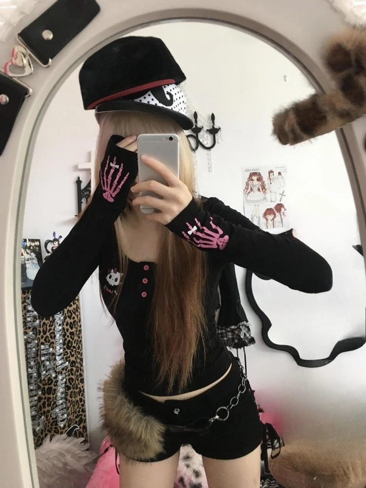 Y2K 빈티지 만화 프린트 티셔츠 여성 2025, 펑크 - Vintage Women Fashion 리뷰 및 가격