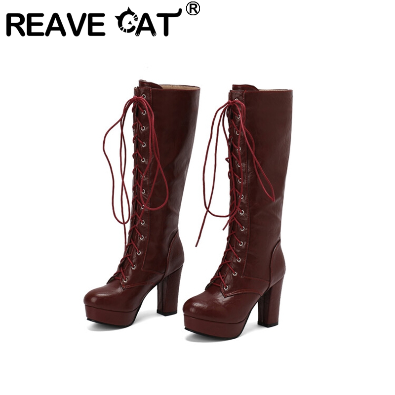 REAVE CAT 여성용 빈티지 무릎 부츠, 라운드 토 - Vintage Style Women Fashion 리뷰 및 가격