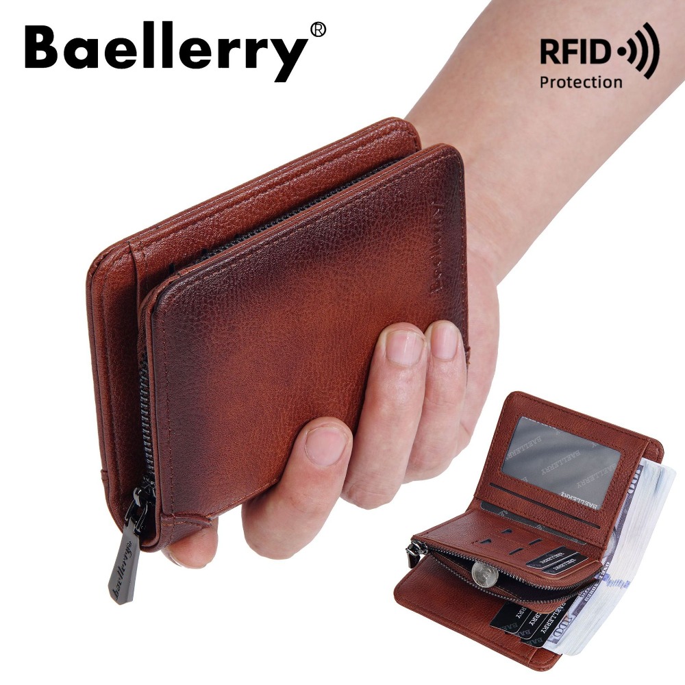 Baellerry 남성용 짧은 지갑 RFID 가죽 삼단 - Vintage Fashion Postcards 리뷰 및 가격