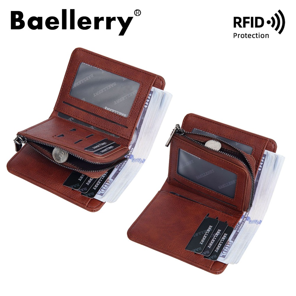 Baellerry 남성용 짧은 지갑 RFID 가죽 삼단 - Vintage Fashion Postcards 리뷰 및 가격