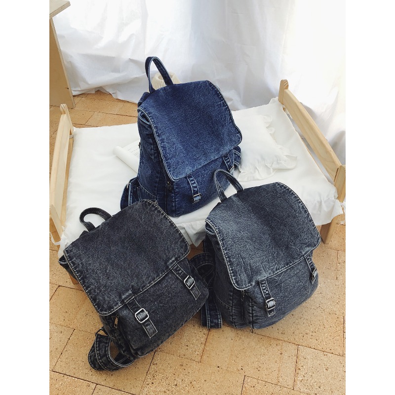 빈티지 데님 백팩 여성용 캐주얼 플랩 포켓 배낭 벨트  - Vintage Fashion Books 리뷰 및 가격