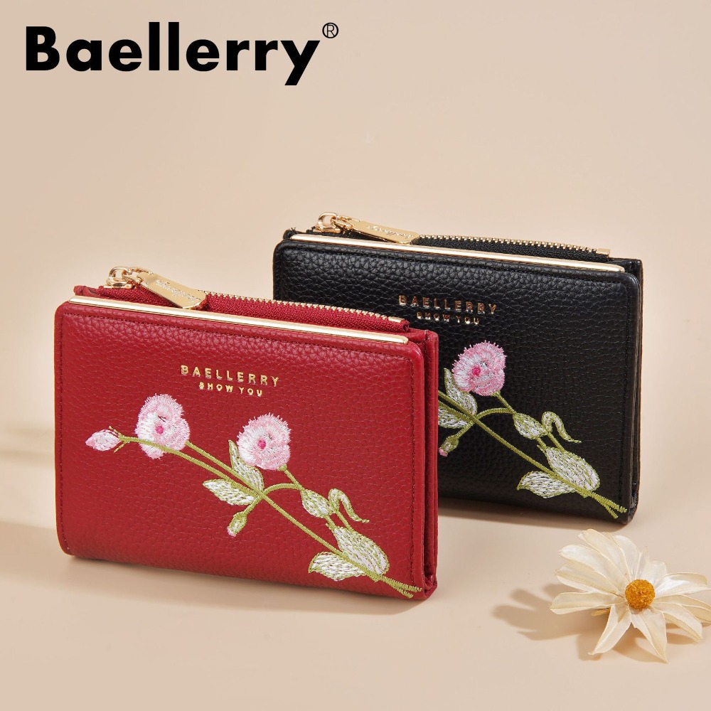 Baellerry 여성용 짧은 가죽 지갑 꽃 자수 간단 - Vintage Fashion Postcards 리뷰 및 가격