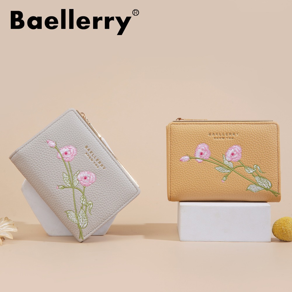 Baellerry 여성용 짧은 가죽 지갑 꽃 자수 간단 - Vintage Fashion Postcards 리뷰 및 가격
