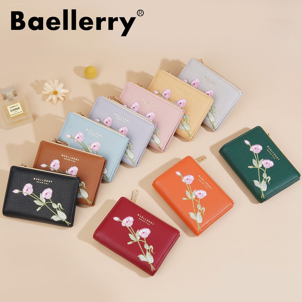 Baellerry 여성용 짧은 가죽 지갑 꽃 자수 간단 - Vintage Fashion Postcards 리뷰 및 가격