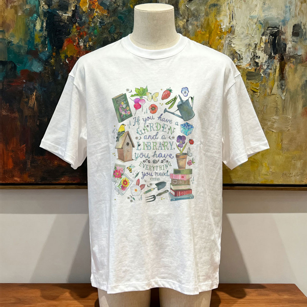 정원과 도서관 유니섹스 트라이 블렌드 티셔츠 여성 남성 - Vintage Fashion Library 리뷰 및 가격